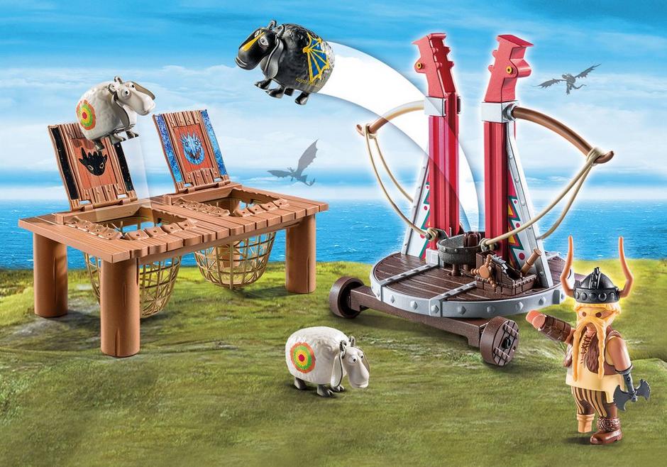 Playmobil Dragons 9461 Gobber the Belch with Sheep Sling konstruktors