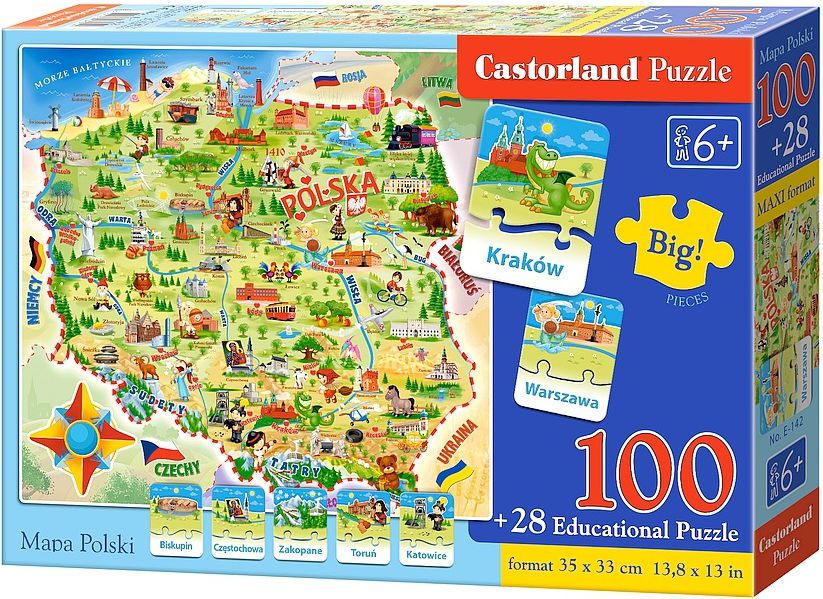 Castorland Puzzle Edukacyjne Mapa Polski 100EL. (E-142) puzle, puzzle