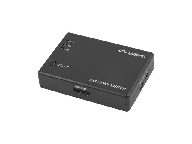 Lanberg SWITCH VIDEO LANBERG 3X HDMI BLACK + MICRO USB PORT