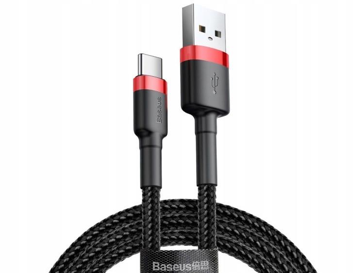 Cable Baseus Cafule CATKLF-A91 (USB 2.0 - USB type C ; 0,50m; black and red color) USB kabelis