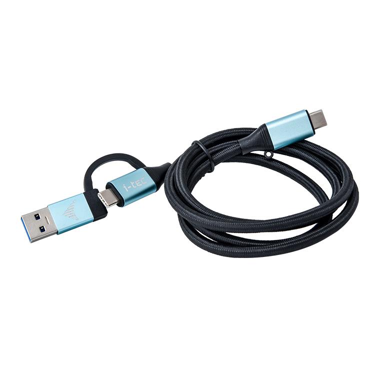 i-tec USB-C to USB-C cable integrated USB 3.0 adapter Video Power Delivery 1m kabelis, vads