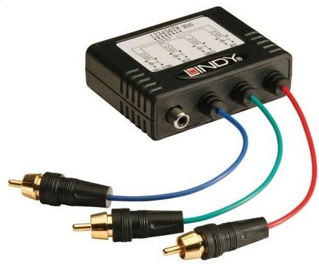 System przekazu sygnalu AV Lindy Przedluzacz, konwerter Component 3 x RCA + Coaxial 1 x RCA - RJ-45 (32525) 32525 (4002888325257)