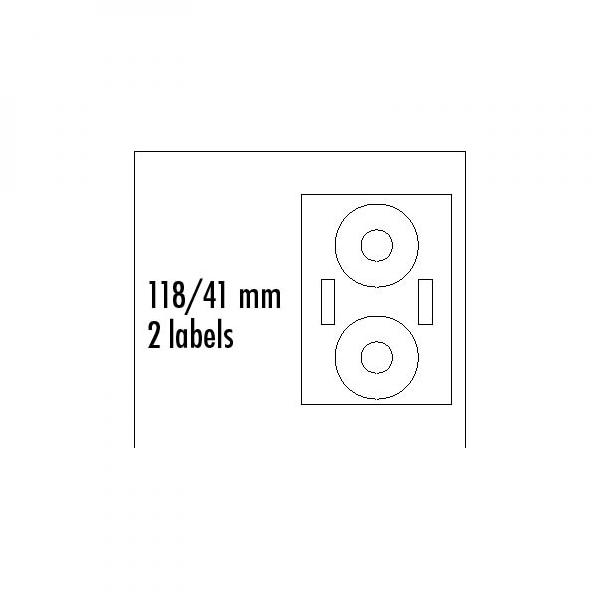 Logo etykiety na CD 118/41mm, A4, matowe, biale (5789) 5789 (8590274057890) uzlīmju printeris