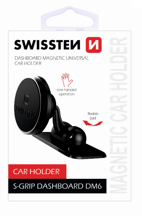Swissten S-Grip DM6 Universāls Auto Stiprinājums Panelim Ar Magnētu Melns Mobilo telefonu turētāji