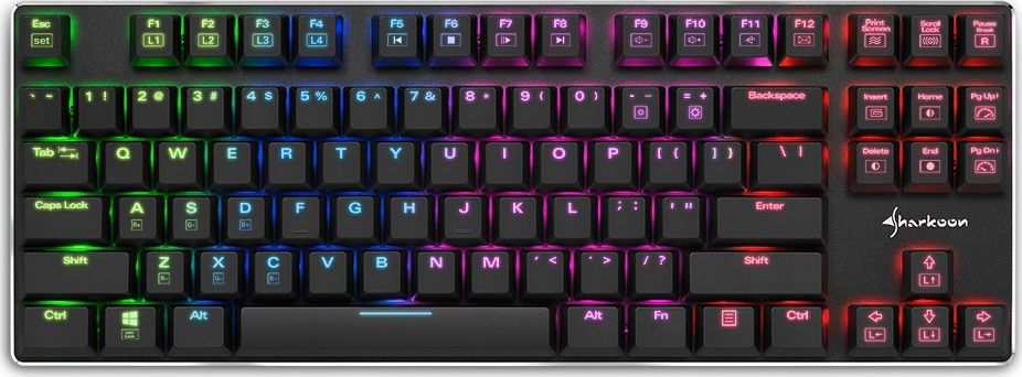 Sharkoon PureWriter TKL RGB US-Layout / Blue Switches klaviatūra