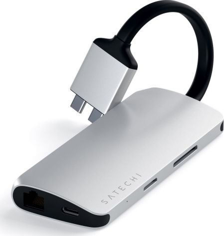 Satechi Type-C Dual Multimedia Adapter Silver | MacBook Pro ST-TCDMMAS USB centrmezgli