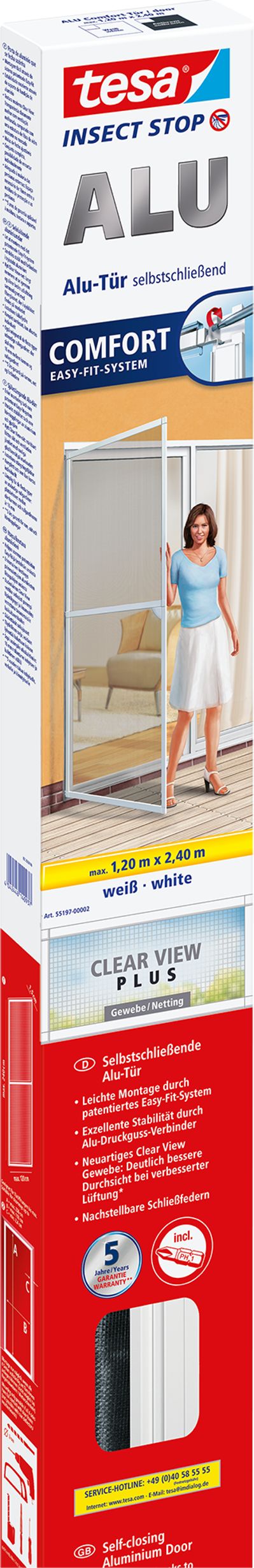 Tesa moskitiera balkonowa Comfort 1,20x2,40m rama aluminiowa biala (55197-00000-01)
