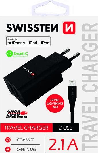 Ladowarka Swissten 2x USB-A 2.1 A (22056000) 22056000 (8595217464438) iekārtas lādētājs