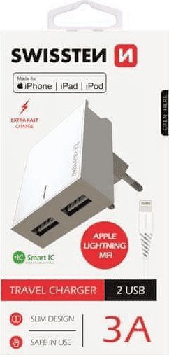 Ladowarka Swissten 2x USB-A 3 A (22045000) 22045000 (8595217463295) iekārtas lādētājs