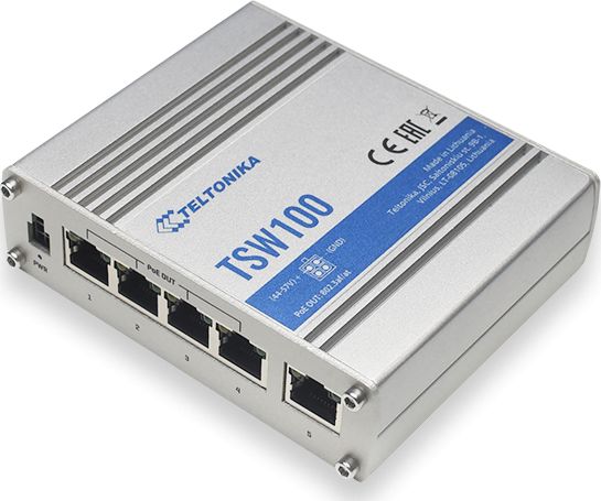 TELTONIKA TSW100 Switch 5x RJ45 1000Mb/s, 4x PoE komutators