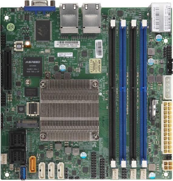 Server MB Super Micro A2SDi-HLN4F Mini ITX/4x1Gb LAN retail pamatplate, mātesplate