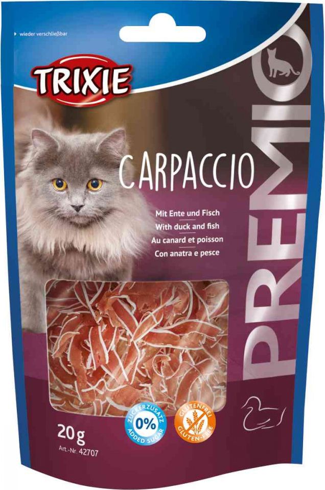 Trixie Przysmak PREMIO Carpaccio z kaczka i dorszem, 20 g (TX-42707) TX-42707 (4011905427072) kaķu barība