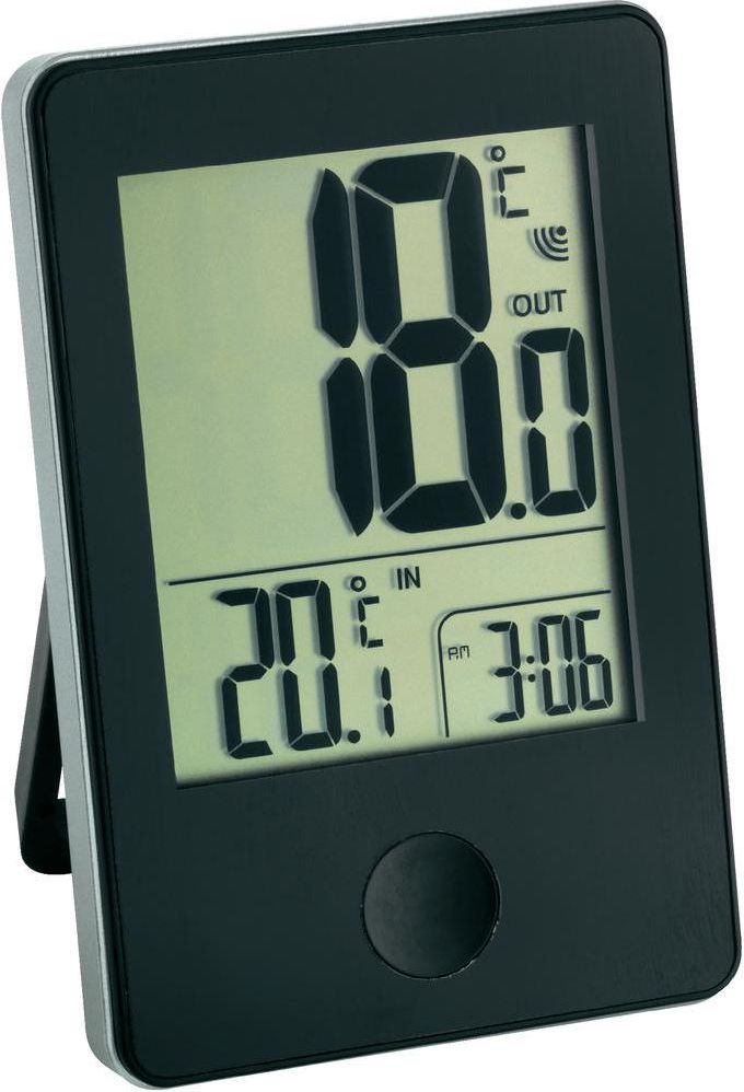 Stacja pogodowa TFA Termometr z zegarkiem od -20 do +60 degrees C bateria 2 x AAA czarny (30.3051.01) 30.3051.01 (4009816024626) barometrs, termometrs