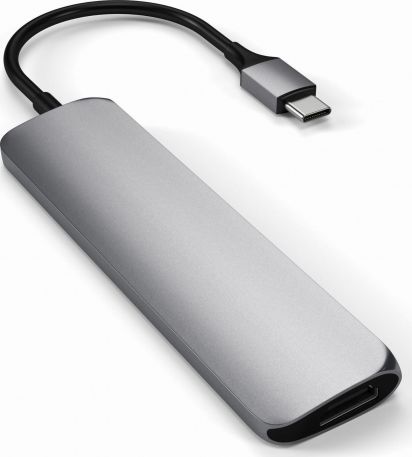 Satechi Slim Aluminum USB-C MultiPort Adapter V2, Space Grey dock stacijas HDD adapteri