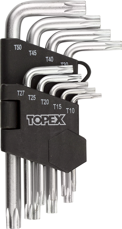 Topex Zestaw kluczy trzpieniowych torx typ L T10-T50 9szt. (35D960) 35D960 (5902062371409)