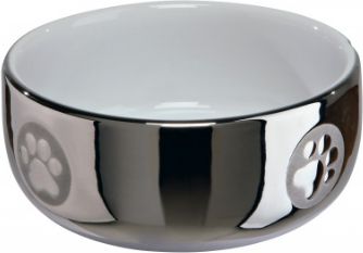 Trixie Miska dla kota, ceramiczna, 0.3 l/ 11 cm, srebrno/biala TX-24799 (4011905247991) piederumi kaķiem
