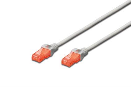 DIGITUS Premium CAT 6 UTP patch cable, Length 0,5m, Color grey tīkla kabelis