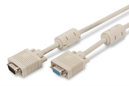 ASSMANN VGA Extension cable DSUB15 M (plug)/DSUB15 F (jack) 1,8m grey kabelis video, audio