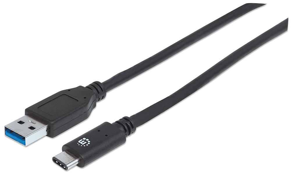 USB Kabel 3.1 Manhattan C -> A St/Bu  1.00m black USB kabelis