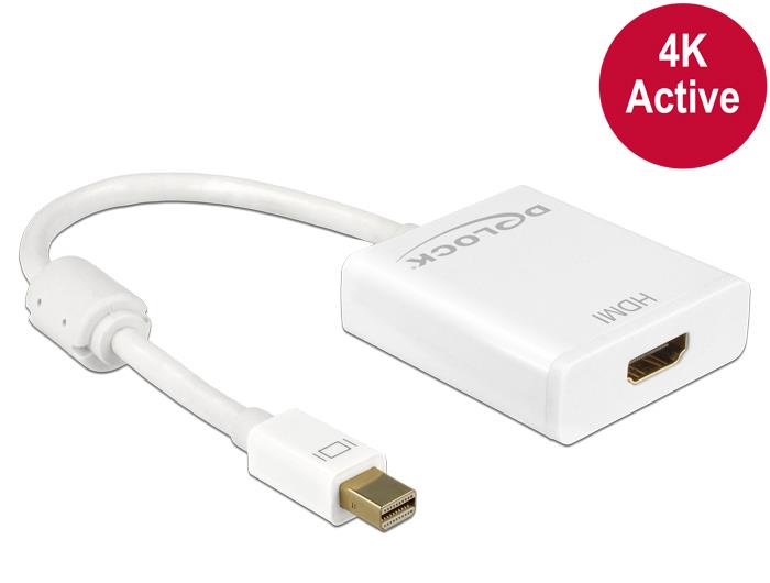 Delock Adapter mini Displayport 1.2 male > HDMI female 4K Active white karte