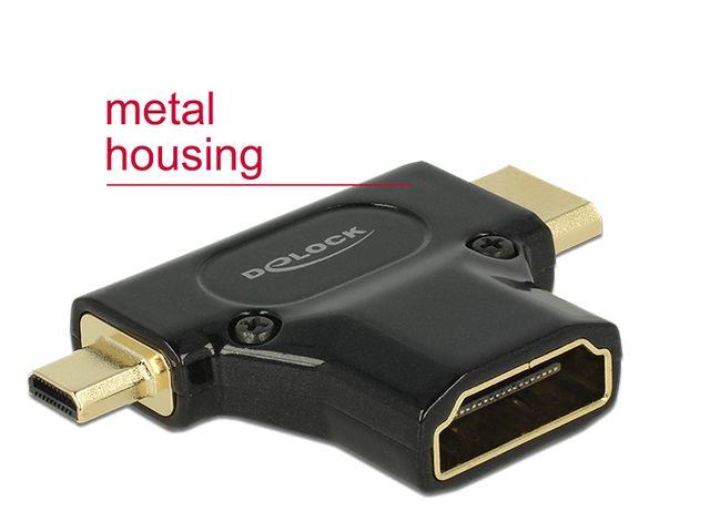 Delock adapter HDMI mini-C(M) + HDMI Micro-D(M)->HDMI(F) 4k High Speed Ethernet karte