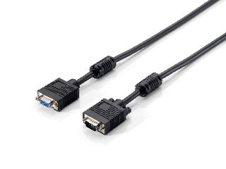 Equip VGA HD15m/HD15f with ferrite core 5m cable black kabelis video, audio