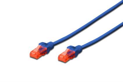 DIGITUS Premium CAT 6 UTP patch cable, Length 1,0m, Color blue kabelis, vads