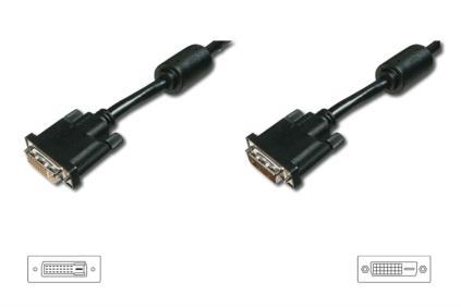 ASSMANN DVI-D DualLink Extension cable DVI-D (24+1) M /DVI-D (24+1) F 3m black kabelis video, audio