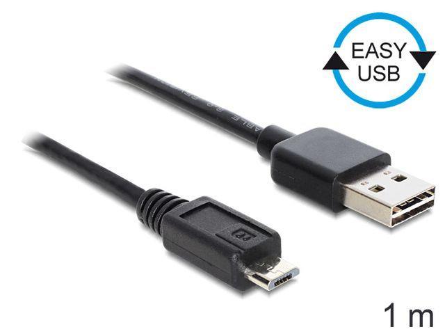 Delock Cable EASY-USB 2.0-A male > USB 2.0 micro-B male 1 m, black USB kabelis