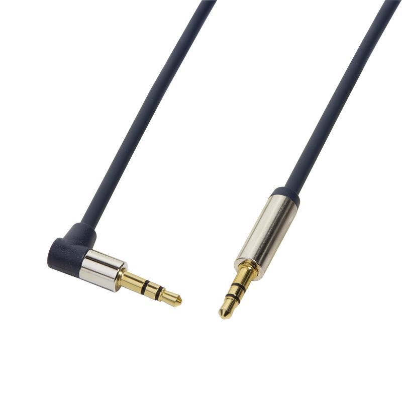 LOGILINK - Audio Cable 3.5 Stereo M/M 90  angled, 1.00 m, blue kabelis video, audio