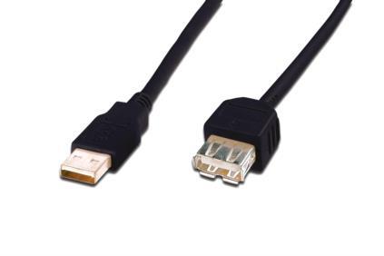 ASSMANN USB 2.0 HighSpeed Extension cable USB A M (plug)/USB A F (jack) 5m black USB kabelis