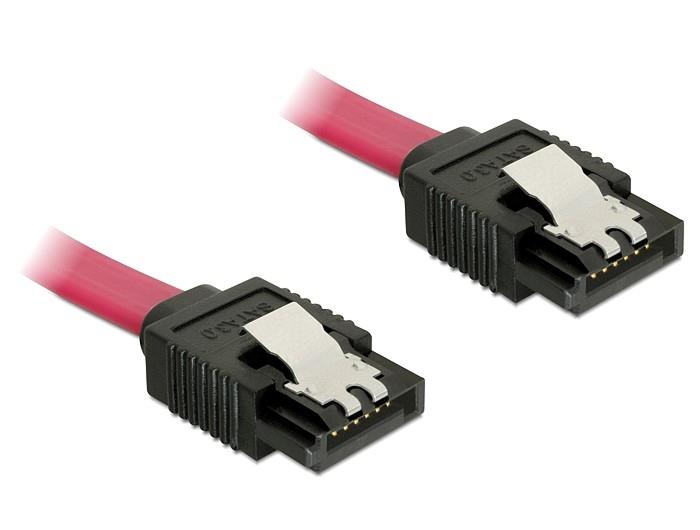 Delock Cable SATA 6 Gb/s 20 cm straight/straight metal red kabelis datoram