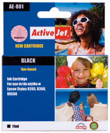 Ink ActiveJet AE-801 | Black | 15 ml | Chip | Epson T0801 kārtridžs