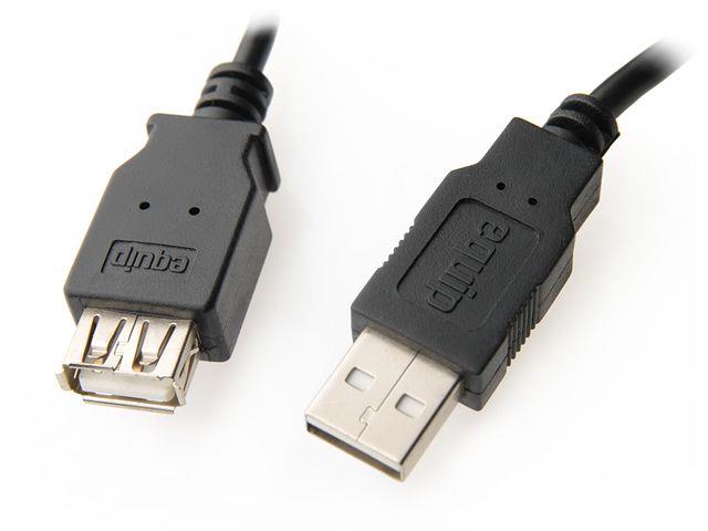 Equip USB 2.0 extension cord cable AM-AF 1.8m black double shielding USB kabelis