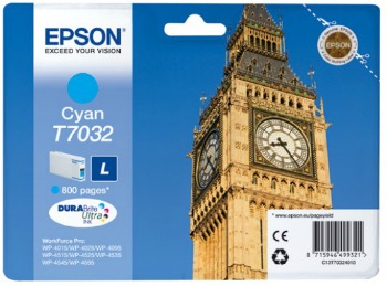 Ink Epson T703 cyan L | 800pgs | WP4000/4500 kārtridžs