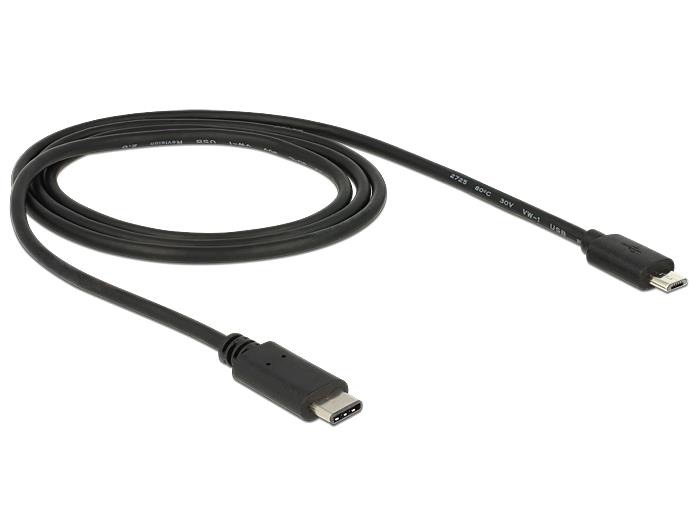 Delock Cable USB Type-C   2.0 male > USB 2.0 type Micro-B male 1m black USB kabelis