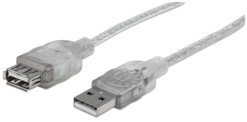 Manhattan Extension Cable USB 2.0 A-A M/F 1,8m Silver USB kabelis