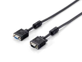 Equip VGA HD15m/HD15f with ferrite core 15m cable black kabelis video, audio