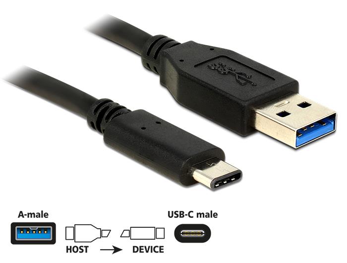 Delock USB Cable Type-C(M)-AM 3.1 1m black USB kabelis