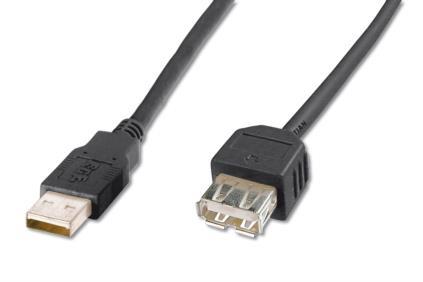 ASSMANN USB 2.0 HighSpeed Extension cable USB A M (plug)/USB A F (jack) 3m black USB kabelis