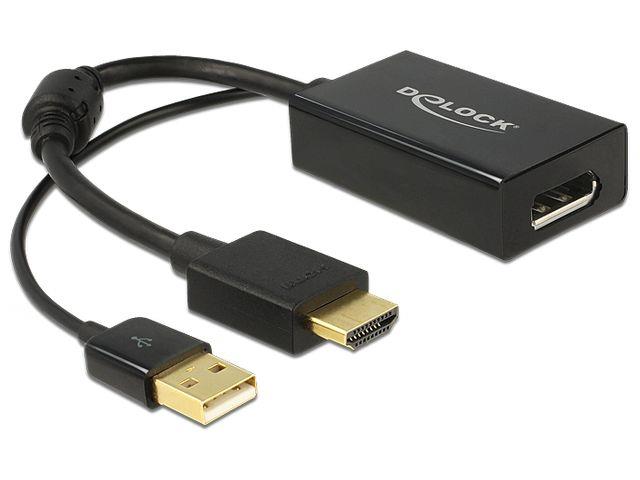 Delock adapter HDMI-A male > Displayport 1.2 female+USB power karte