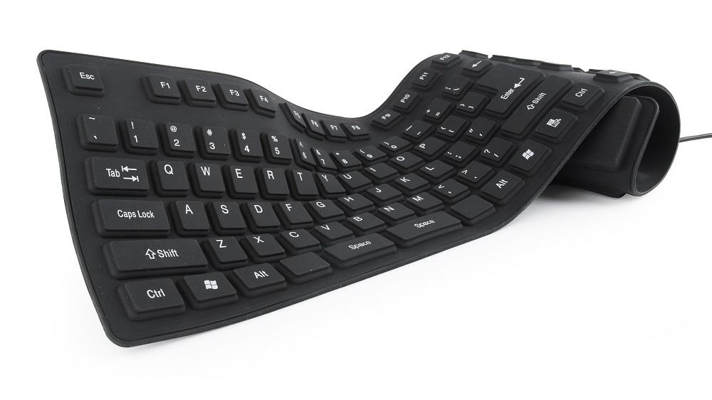 Gembird Flexible keyboard, USB + OTG combo, black color, US layout klaviatūra