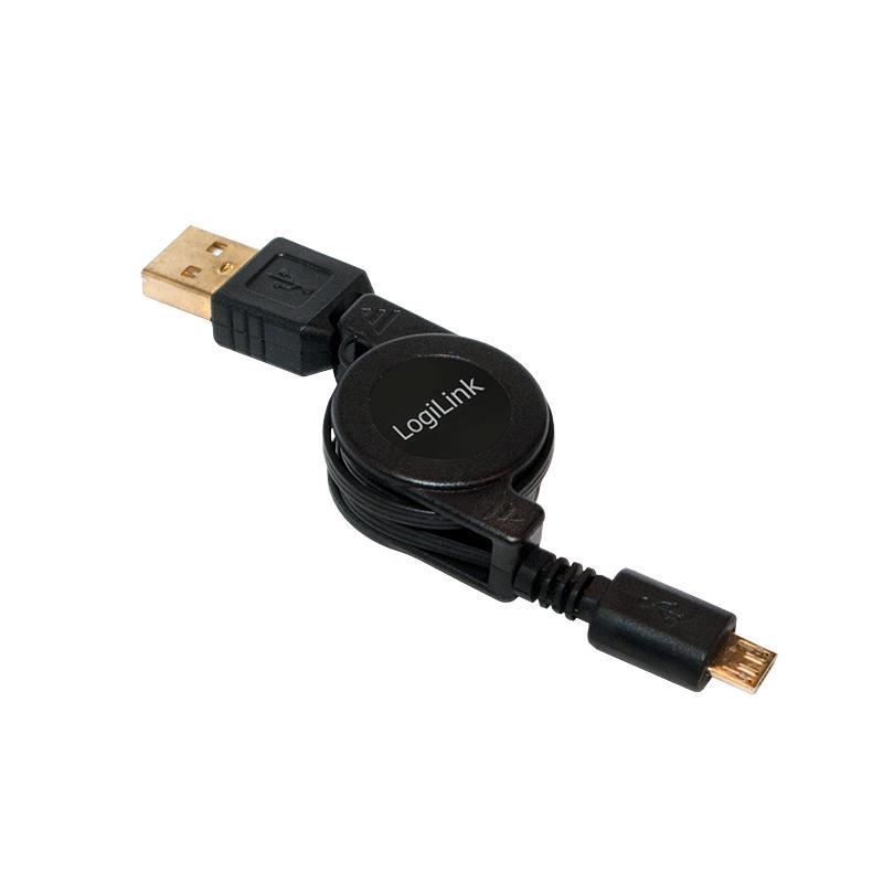 LOGILINK - Extensible USB A Male to Micro B Male Cable with Gold Shell & Contact USB kabelis