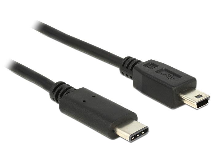 Delock Cable USB Type-C   2.0 male > USB 2.0 type Mini-B male 1m black USB kabelis