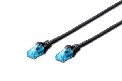 DIGITUS Premium CAT 5e UTP patch cable black 3,0m kabelis, vads