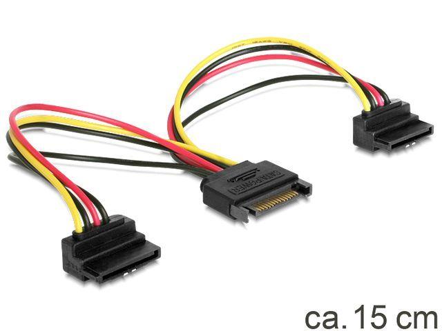 Delock Cable Power SATA 15pin > 2x SATA HDD - angled kabelis datoram