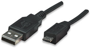 Manhattan Hi-Speed USB 2.0 Device Cable A-Micro B M/M 0,5m Black USB kabelis