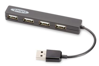 EDNET HUB 4-port USB2.0 ''Mini'', passive, black USB centrmezgli