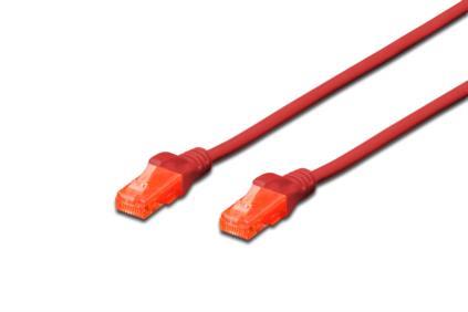 DIGITUS Premium CAT 6 UTP patch cable, Length 0,5m, Color red kabelis, vads