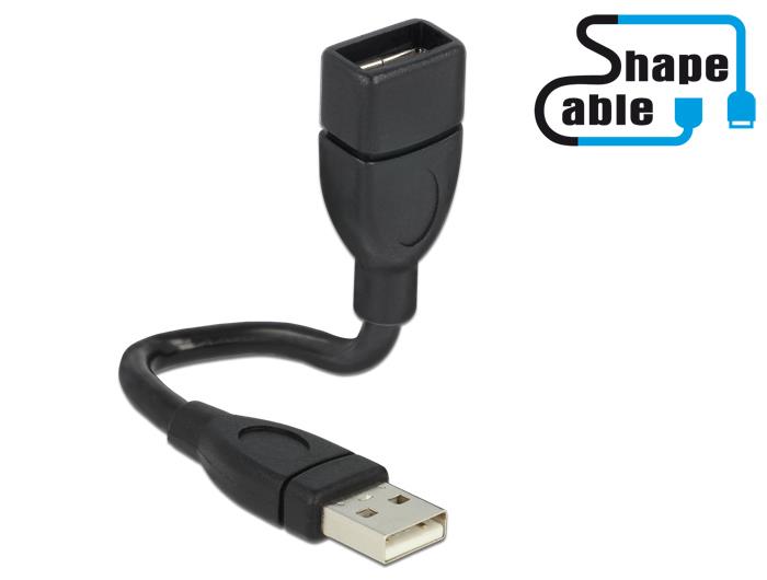 Delock Cable USB 2.0 A male > USB 2.0 A female ShapeCable 0.15 m USB kabelis